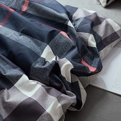 Houseri Navy Blue Plaid Comforter Set Queen