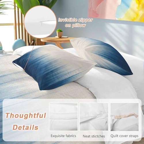 Forest Blue Queen Duvet Cover Set with 2 Throw Pillows