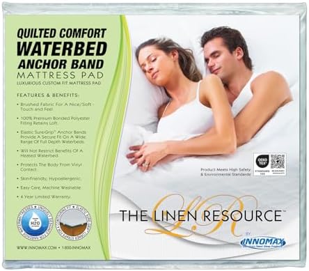 INNOMAX Linen Resource Quilted Waterbed Anchor Band Mattress Pad Cover King