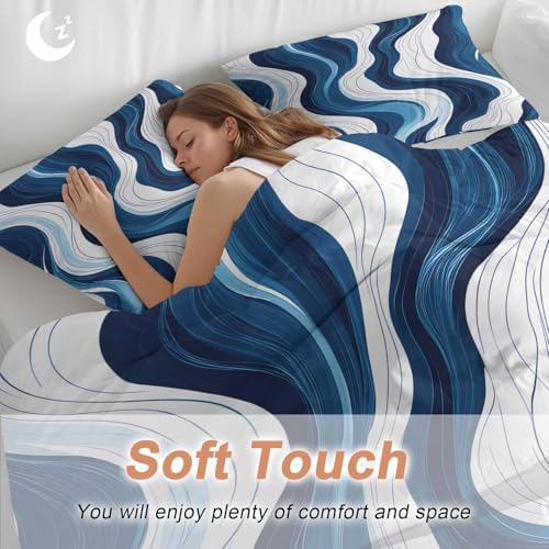Sabolny Blue Stripe Duvet Cover Set 3 Piece 1