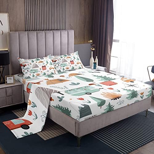 Erosebridal Kids Camper Theme Bedding Set 4Pcs