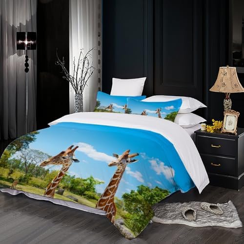 California King Giraffe Duvet Cover Set 3 Pieces