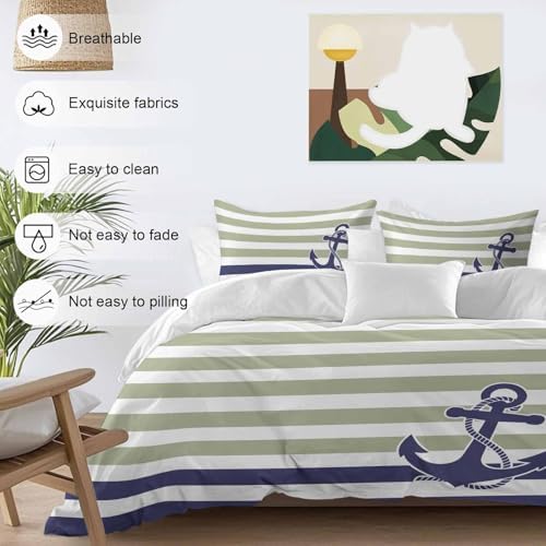 Sabolny Striped Anchor Bedding Duvet Cover Set