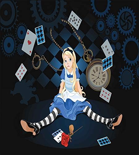 Ambesonne Alice in Wonderland Duvet Set Dark Blue Sepia