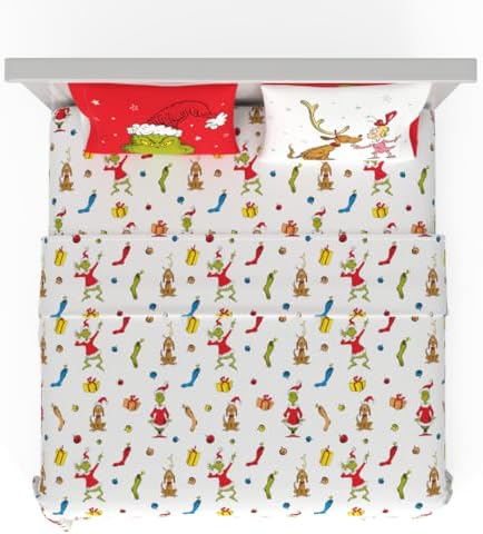 Franco Dr Seuss The Grinch 4-Piece King Sheet Set