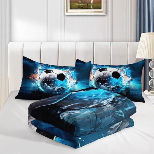 UEVBF Soccer Comforter Set with Football Print