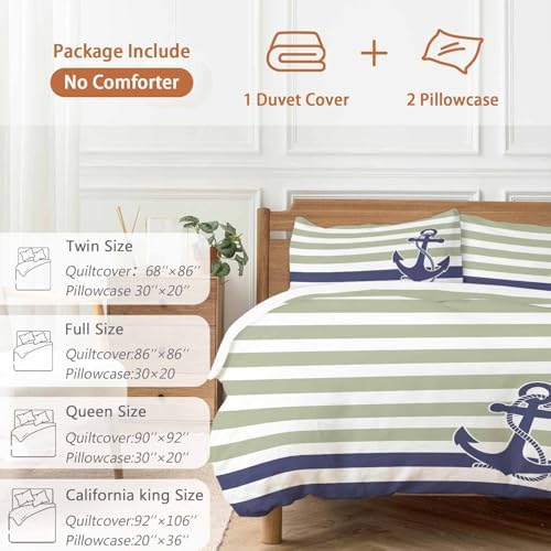 Sabolny Striped Anchor Bedding Duvet Cover Set