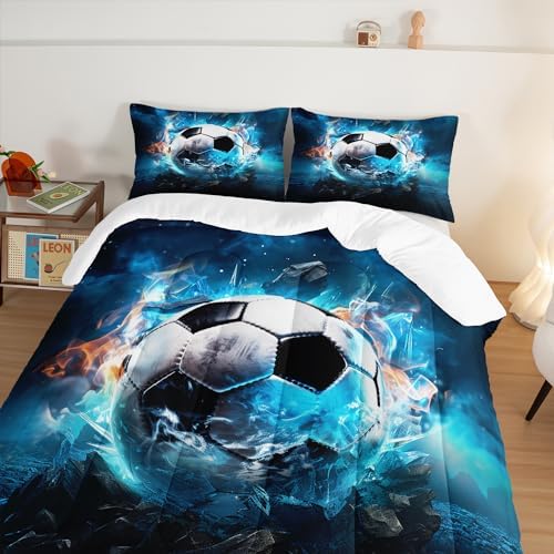 UEVBF Soccer Comforter Set with Football Print