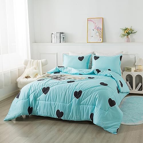 Caressma Love Pattern Queen Comforter Set