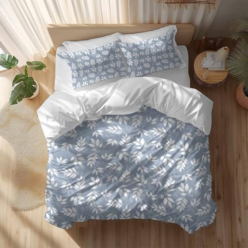 Sabolny Leaf Blue Bedding Queen Set