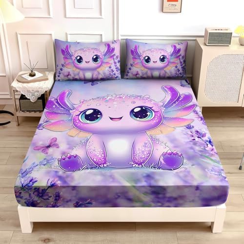Cute Axolotl Fitted Sheet Set Twin Size 1