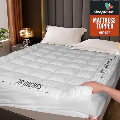 SLEEPNOVA King Mattress Topper 100 Cotton Breathable