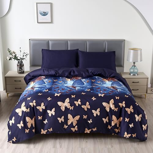 MAG 3pcs Butterfly Duvet Cover Set for Toddler Girls