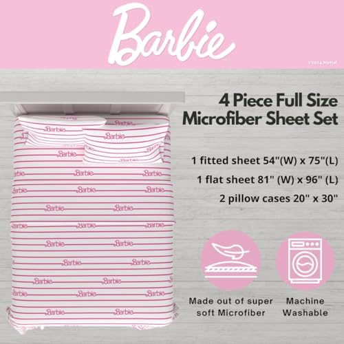 Franco Collectibles Barbie Logo 4-Piece Full Sheet Set