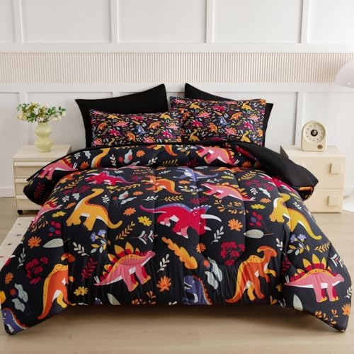 ALAOOKKA Dinosaur Twin Bed Set 4 Piece Comforter Kids