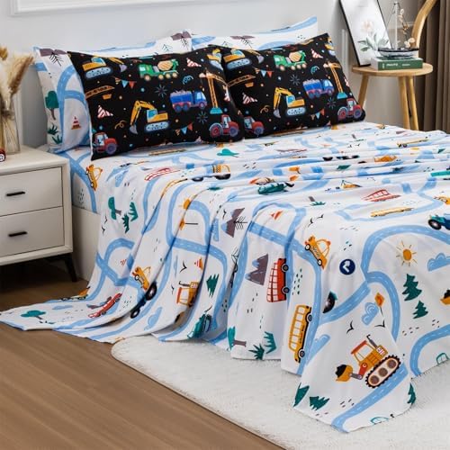 Holawakaka Boys Cartoon Construction Truck Bed In A Bag Set