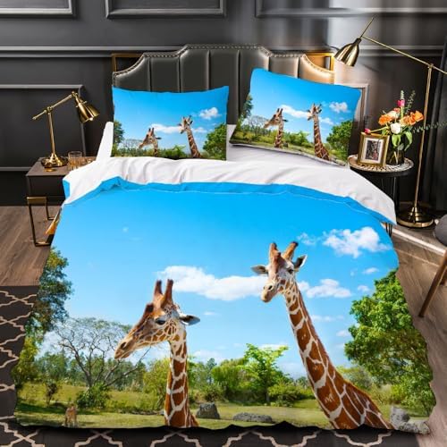 California King Giraffe Duvet Cover Set 3 Pieces
