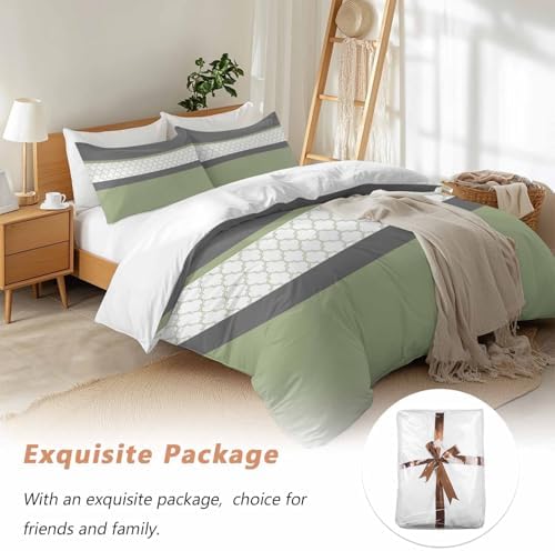 Sage Green Morocco Duvet Cover Set 3 Piece