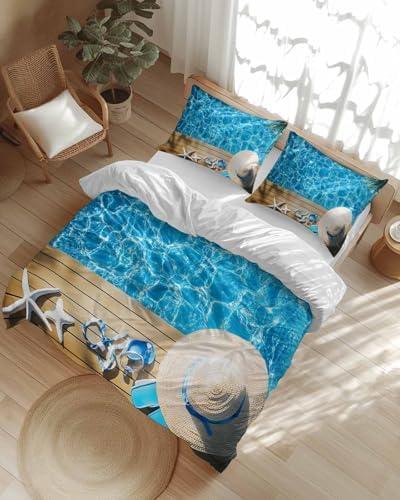 ZOE GARDEN Coastal Ocean Bedding Set Queen Size