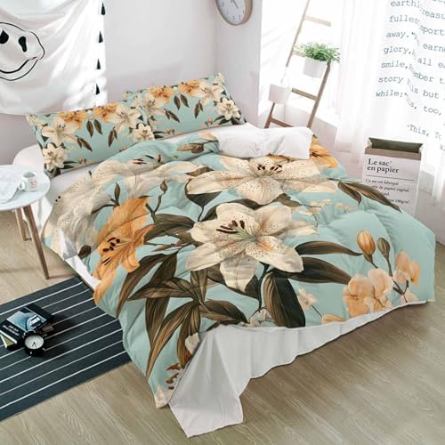 Alandar Home 3 Piece Farmhouse Floral Duvet Cover Set