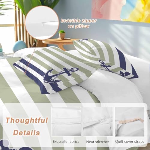 Sabolny Striped Anchor Bedding Duvet Cover Set