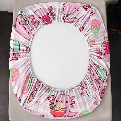 HOSIMA Axolotl Print Fitted Sheet Twin Set