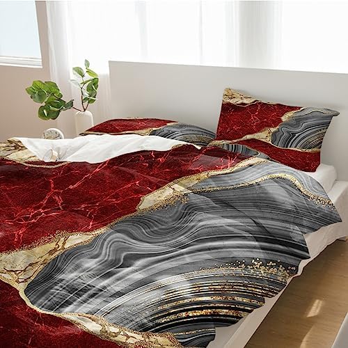 3 Piece Bedding Set with Gold Foil Duvet Cover
