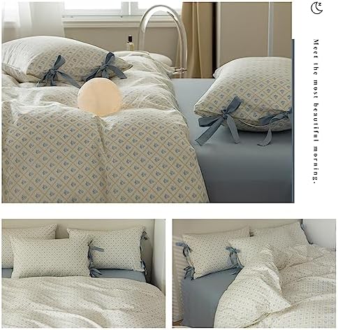 AOJIM Duvet Cover Set with Zipper and Bowknot