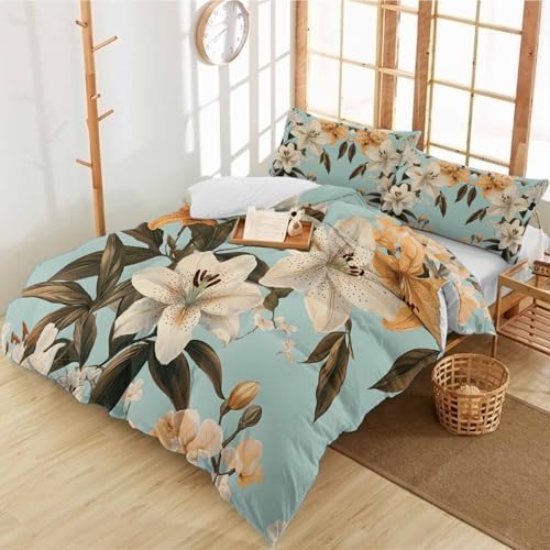 Alandar Home 3 Piece Farmhouse Floral Duvet Cover Set