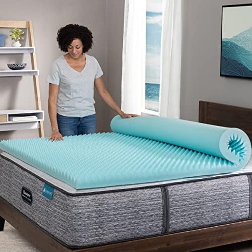 Beautyrest Cool Wave Plus Memory Foam Mattress Topper Full 3-Inch Blue