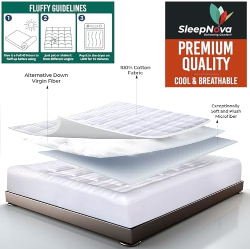 SLEEPNOVA King Mattress Topper 100 Cotton Breathable