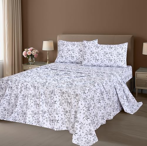 ZOYER 100 Cotton Queen Sheet Set - Cooling Percale 16 Deep Pockets 4 Piece