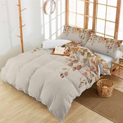 Alandar Home Autumn Orange Watercolor Duvet Cover Set