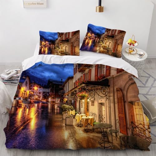 City Streets Duvet Cover Set 3 Piece Kids Bedding with Zipper