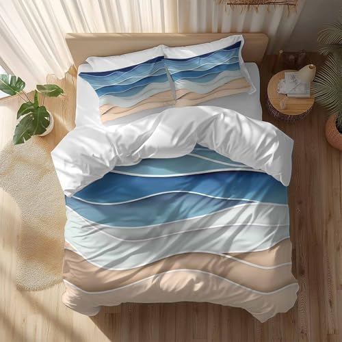 Sabolny Geometric Blue Duvet Cover Set 3 Piece