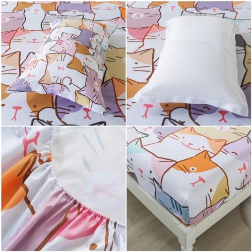 lishjekee Cat Sheets Twin 3PCS Kids Bedding Set