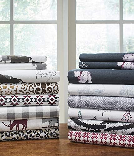 Pointehaven 180 GSM Cotton Flannel Sheet Set - Twin Snow Bear