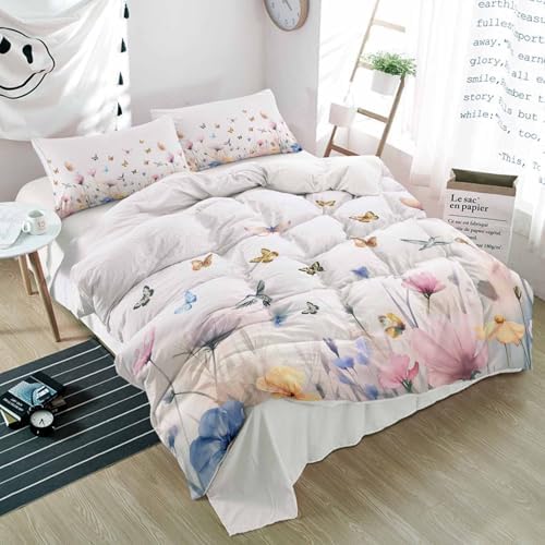 Alandar Home Duvet Cover Set Country Watercolor Flowers