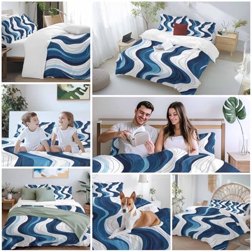 Sabolny Blue Stripe Duvet Cover Set 3 Piece 1