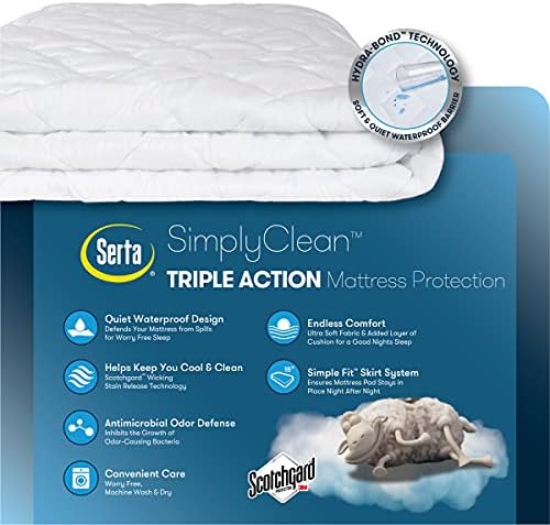 Serta Simply Clean Triple Action Mattress Pad - Queen White