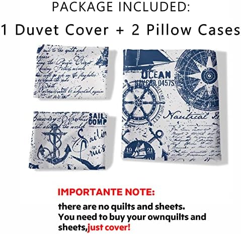 AILONEN Anchor Duvet Set King Size with Zipper