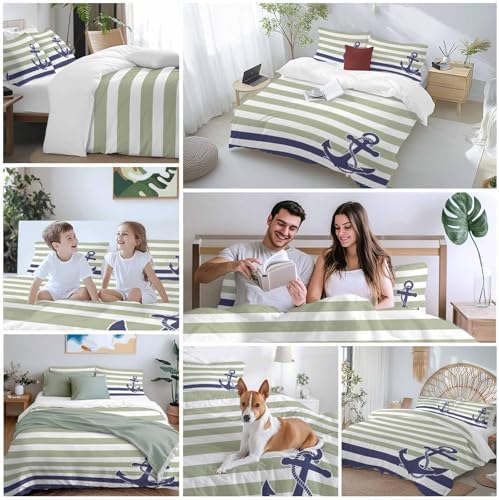 Sabolny Striped Anchor Bedding Duvet Cover Set