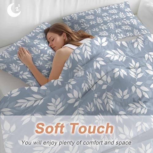 Sabolny Leaf Blue Bedding Queen Set