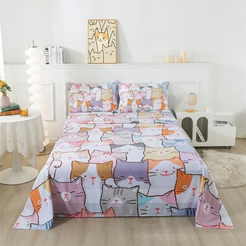 lishjekee Cat Sheets Twin 3PCS Kids Bedding Set