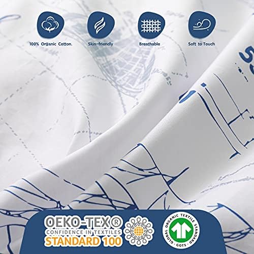 SimpleOpulence 4-Piece Organic Cotton Kids Duvet Set with Sailboat Pattern
