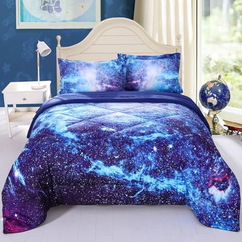 Wowelife Galaxy Bedding Set 5-Piece Full Size Blue