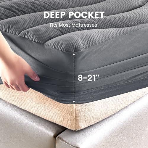 SLEEP ZONE Cooling King Mattress Pad - Waterproof and Back Pain Relief
