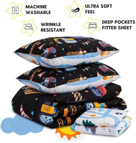 Holawakaka Boys Cartoon Construction Truck Bed In A Bag Set