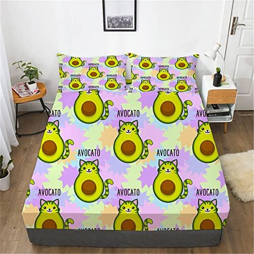 URLINENS Funny Cat Bed Sheet Twin Set 2 Piece
