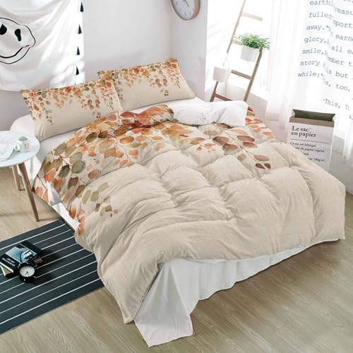 Alandar Home Autumn Orange Watercolor Duvet Cover Set